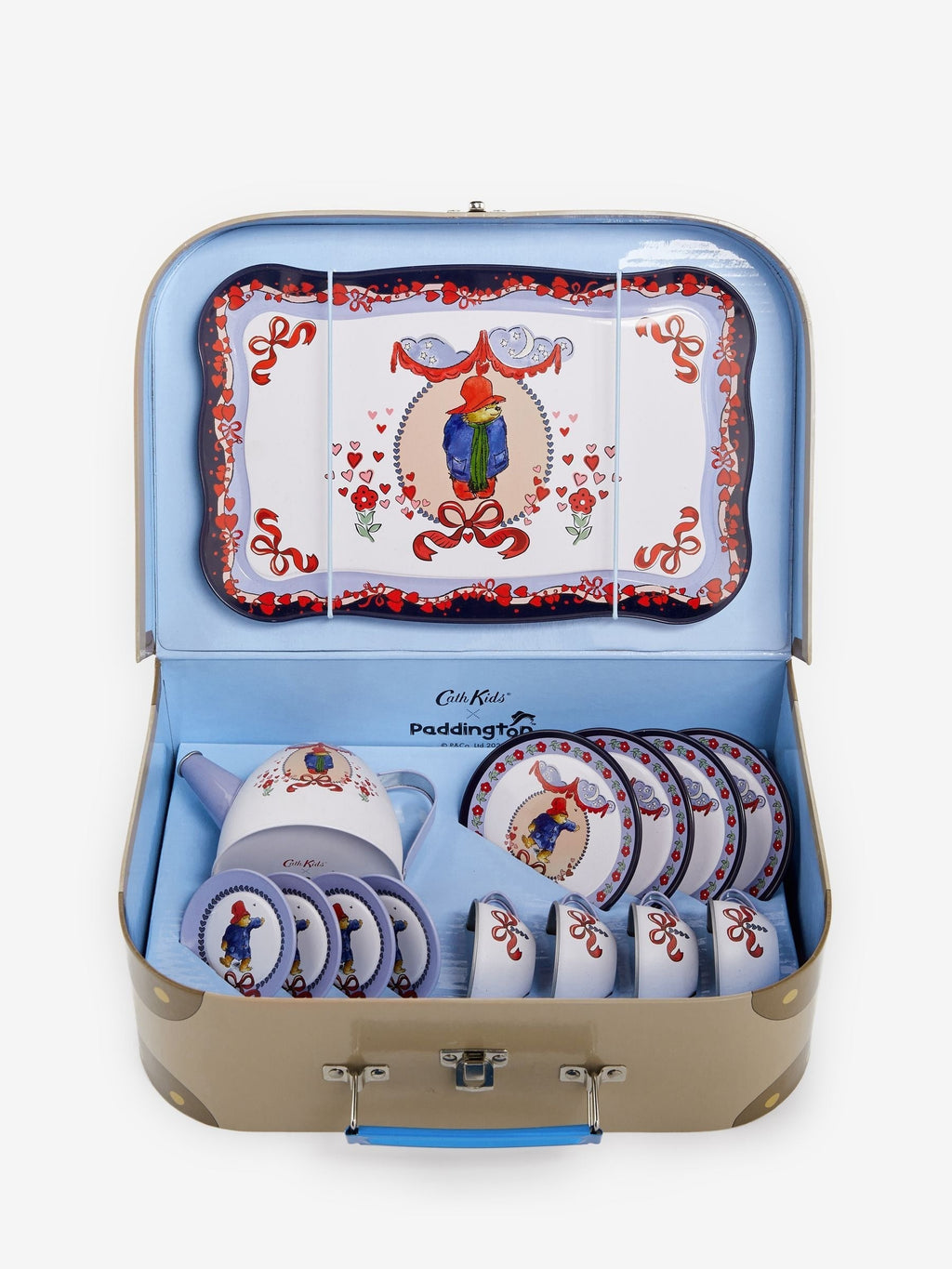 Children’s Vintage Tea Set with Carry Case – 15-Piece Pretend Play Set (Cups, Plates, Teapot & Tray)